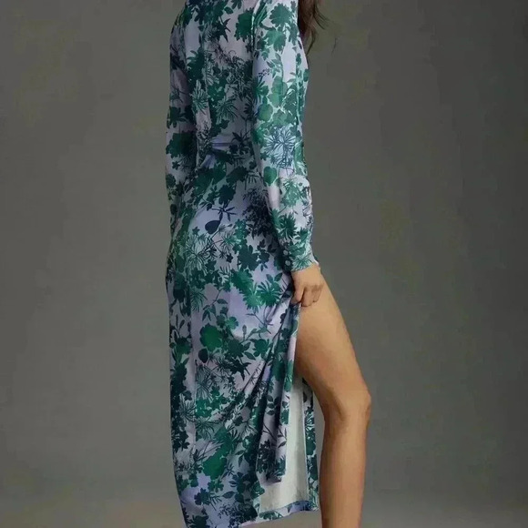 anthropologie long sleeve dress V-neck  midi shirt dress - Picture 8 of 8